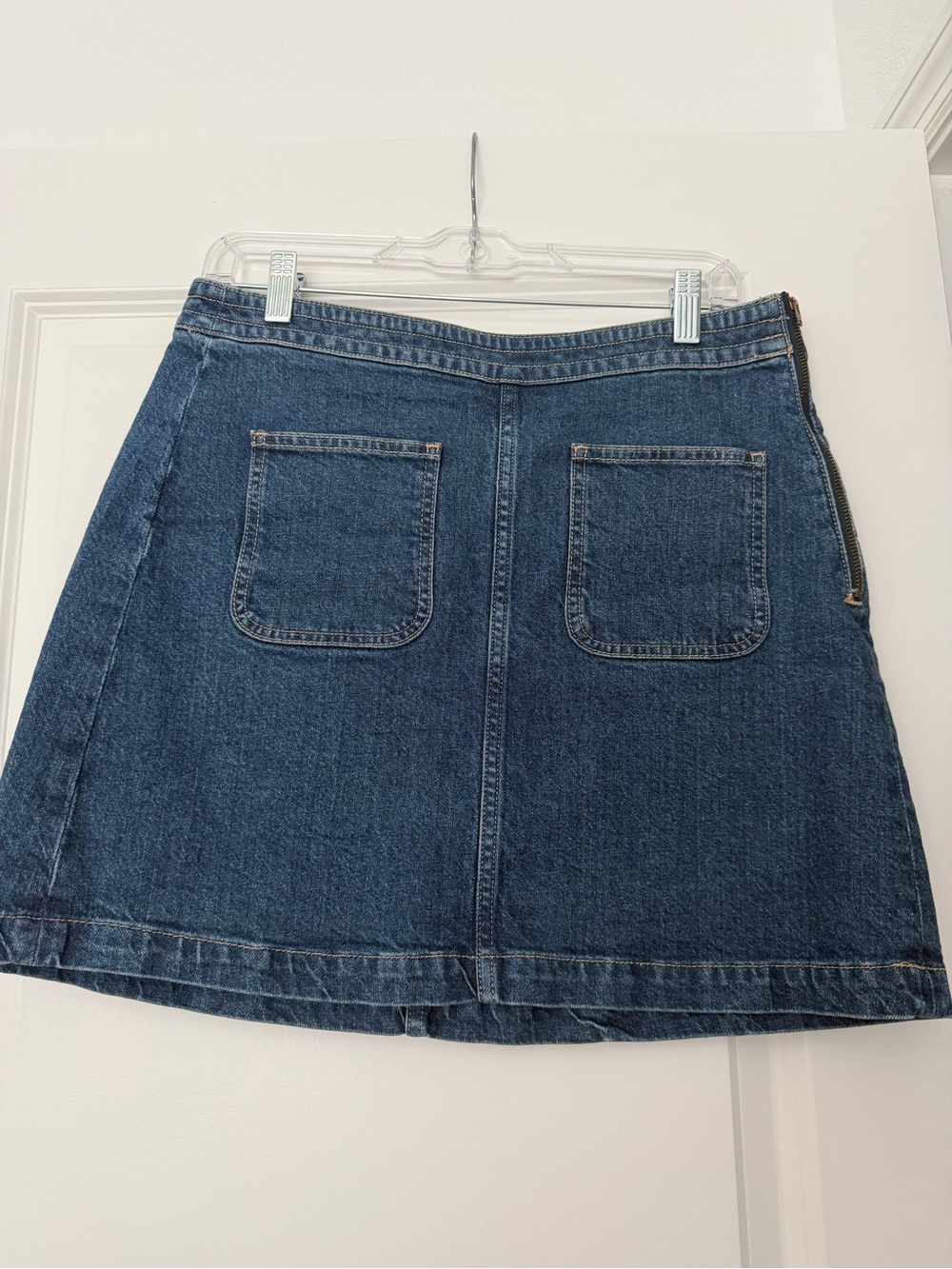 LOFT Blue Denim Mini Skirt with Front Patch Pockets
